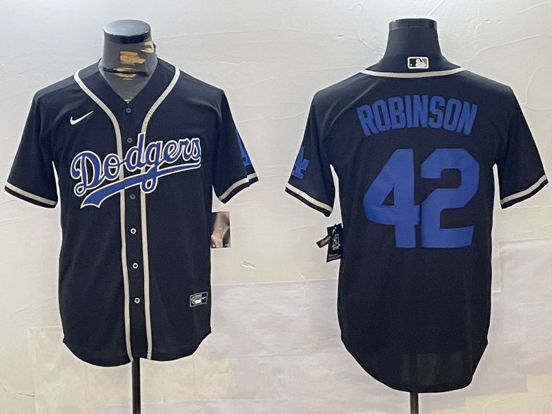 Men Los Angeles Dodgers 42 Robinson Black Game 2024 Nike MLB Jersey style 1121